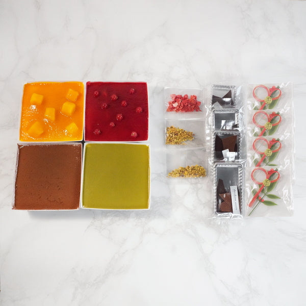 shirokane sweet TOKYO スクエアスイーツおせち 4種ティラミスアソート
(プレーン、マンゴーオレンジ、フランボワーズ、ピスタチオ)