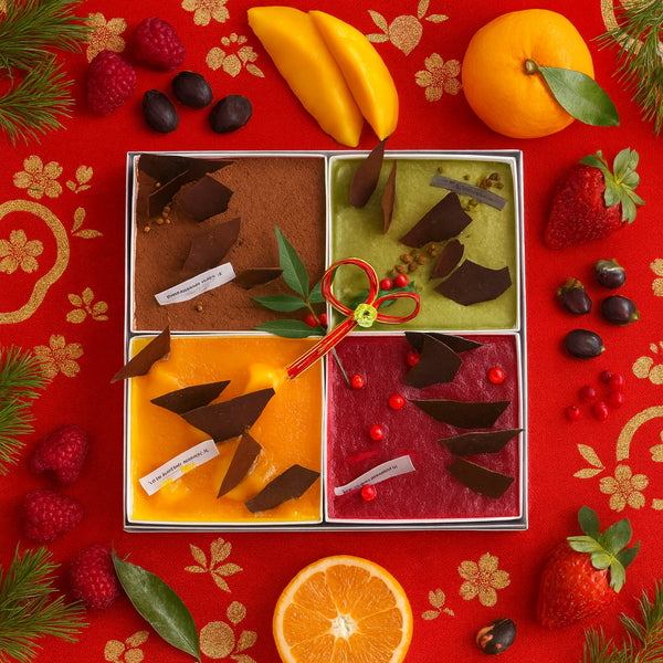 shirokane sweet　TOKYO　スクエアスイーツおせち　４種ティラミスアソート
（プレーン、マンゴーオレンジ、フランボワーズ、ピスタチオ）