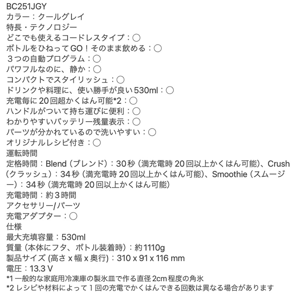 【ギフトカード】NINJA　BlastMAX　コードレスミキサー　グレー