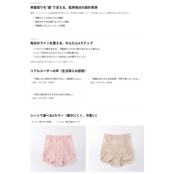 Bichelit　ビューティケアサポート＆ショーツ　2枚【ピンク／LLサイズ】