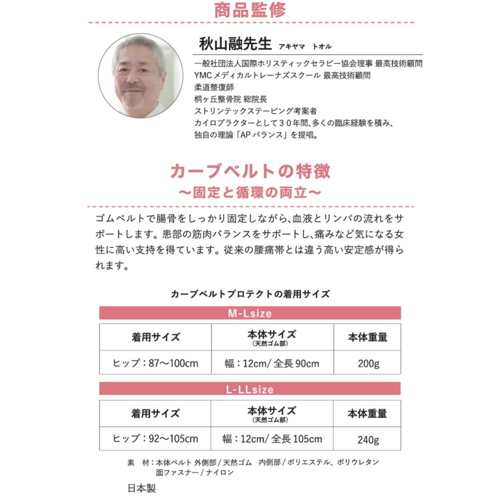 辻希美 プロデュース 骨盤バンド カーブルベルト プロテクト 【L-LL】