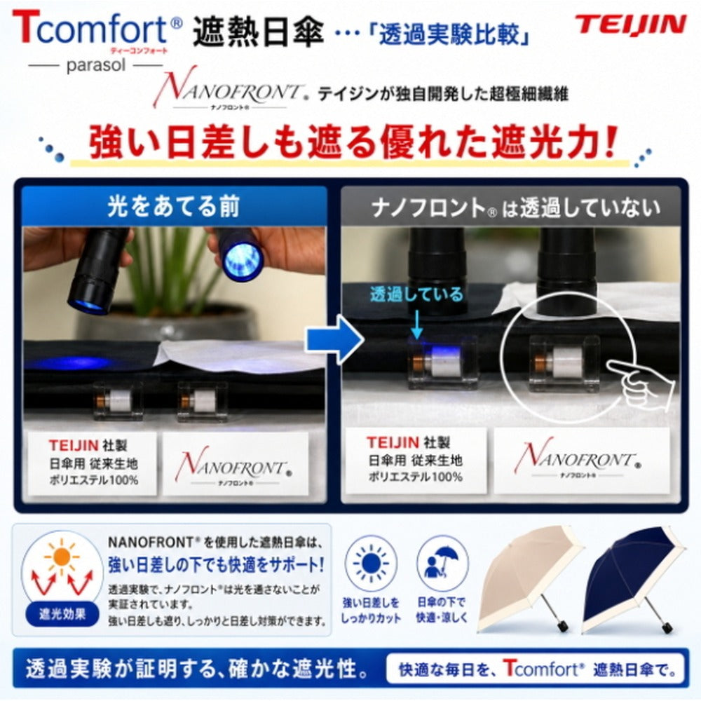 テイジン T-comfort　晴雨／男女兼用遮熱パラソル【ネイビー】