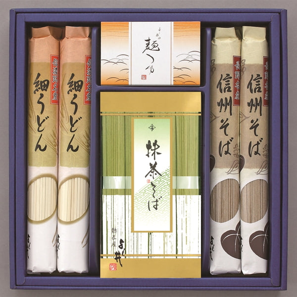 信州そば・細うどんセット (抹茶そば 80g×4・信州そば 120g×2・細うどん 120g×2・めんつゆ)
