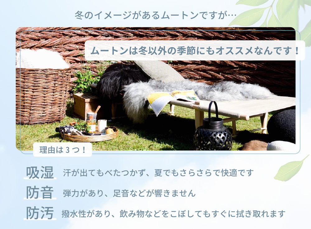 洗える 長毛 ムートンラグ 2匹サイズ アイボリー