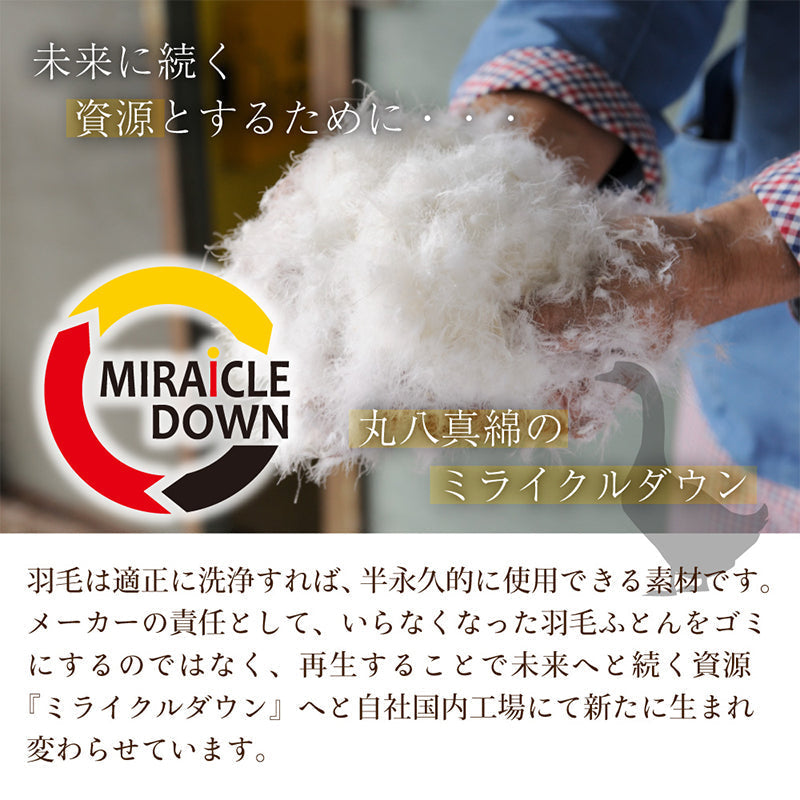 丸八真綿　ミライクルダウン羽毛掛布団70% 防ダニ加工 シングル ブルー