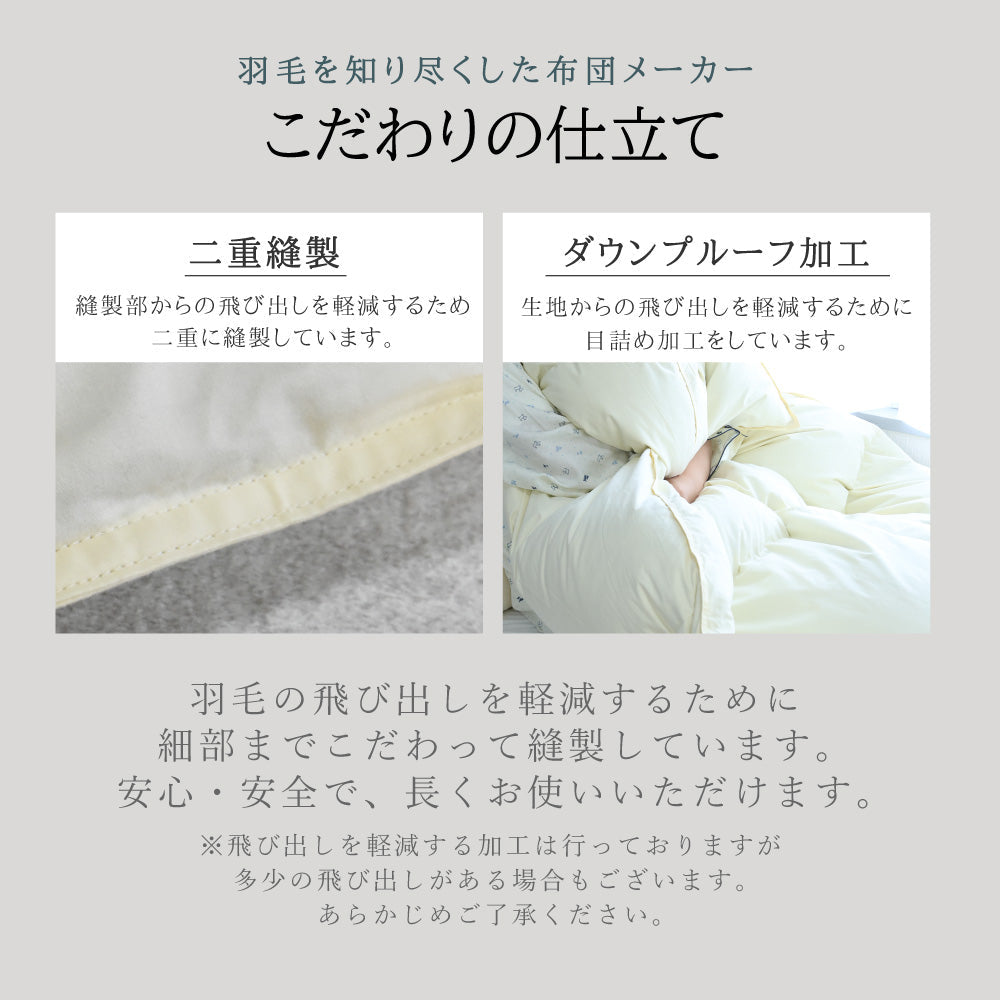 ハンガリー産ホワイトダックダウン85％ 羽毛肌掛け布団 シングル ブルー