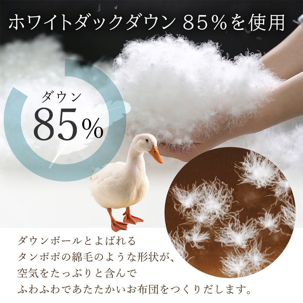 ハンガリー産ホワイトダックダウン85％ 羽毛肌掛け布団 ダブル ブルー