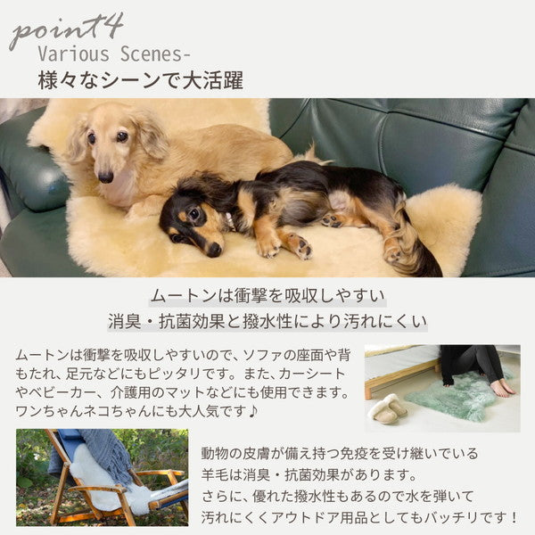 洗える 短毛 ムートンラグ 2匹サイズ オリーブ
