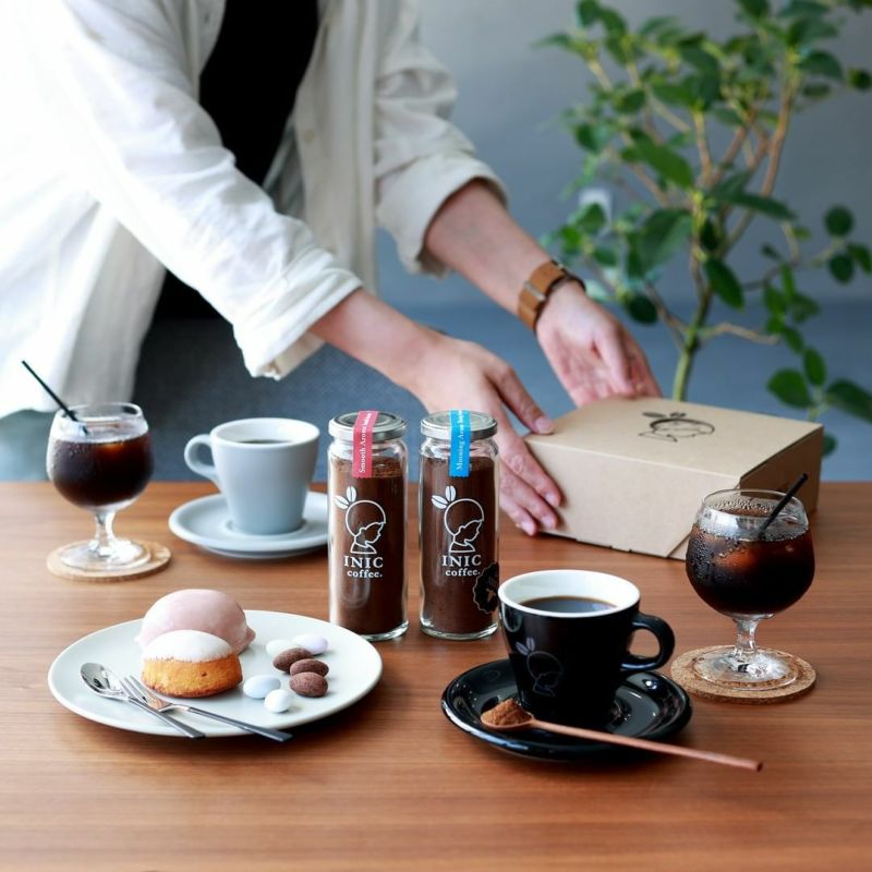 【ギフトカード】INIC coffee　ドリップドコーヒーパウダー 定番2種飲み比べ　ボトルセット（スムースアロマ・モーニングアロマ）