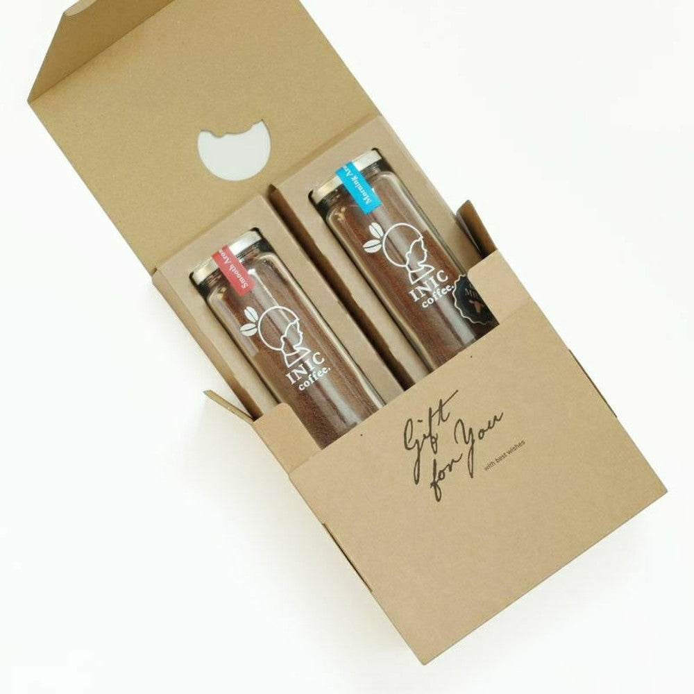 【ギフトカード】INIC coffee　ドリップドコーヒーパウダー 定番2種飲み比べ　ボトルセット（スムースアロマ・モーニングアロマ）