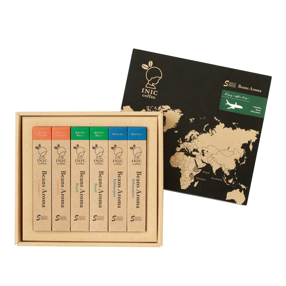 【ギフトカード】INIC coffee　ドリップドコーヒーパウダー　ビーンズアロマ　アソートギフト 002（コロンビア・ブラジル・キリマンジャロ）