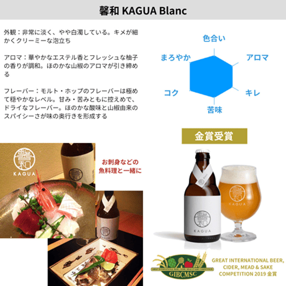 【ギフトカード】山梨発クラフトビール 馨和KAGUA(カグア)Blanc 6本