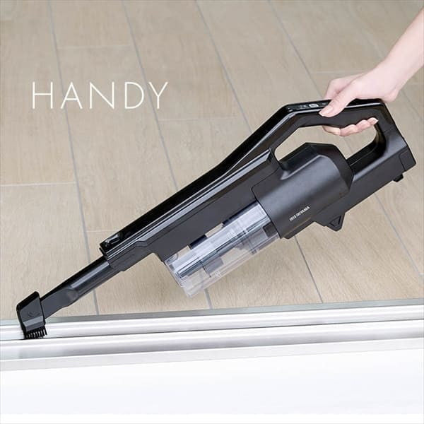 アイリスオーヤマ 掃除機 コードレス サイクロン式 モップ付 置くだけで充電(ブラック)