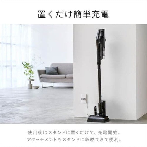 アイリスオーヤマ 掃除機 コードレス サイクロン式 モップ付 置くだけで充電(ブラック)